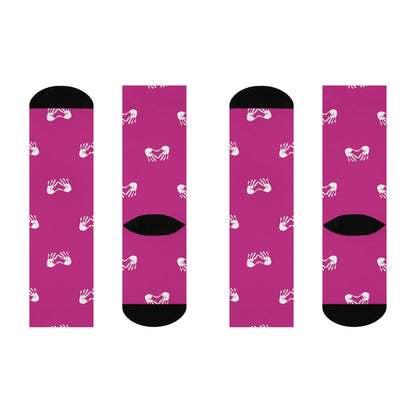 Gymnast Chalk Heart Cushioned Crew Socks (Think Pink)