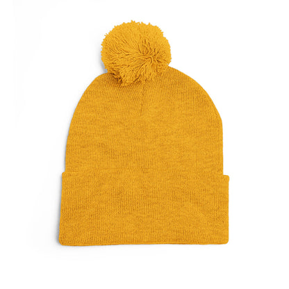 Gymnast Embroidered (Personalized) Pom-Pom Knit Beanie – Warm Cuffed Winter Hat for Gymnasts & Fans