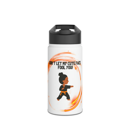 Cute Karate Stainless Steel Water Bottle, Standard Lid