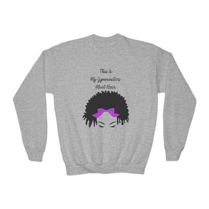 Youth Crewneck Sweatshirt - "This Is My Gymnastics Meet Hair" - Fun & Stylish Gym Gear