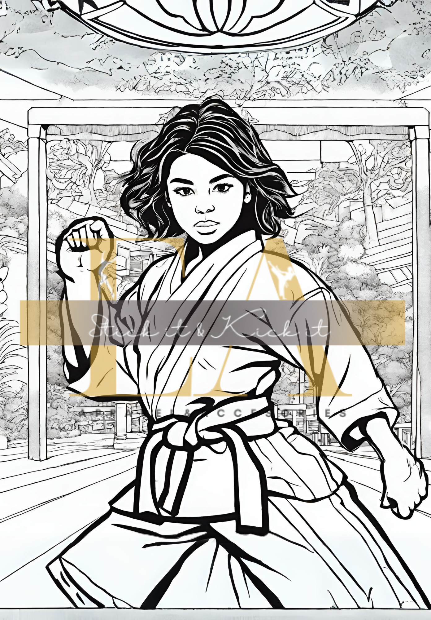 Martial Arts Girls: A Coloring and Activity Book ( Printable)