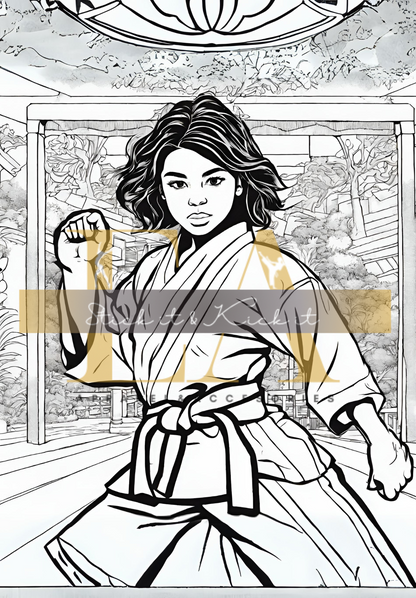 Martial Arts Girls: A Coloring and Activity Book ( Printable)