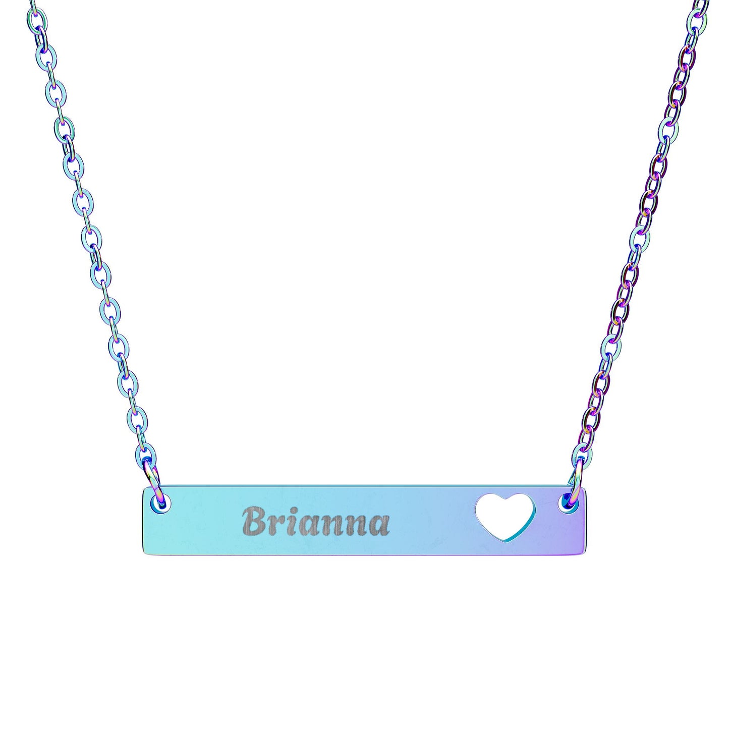 Personalized Engravable Cutout Heart Bar Necklace