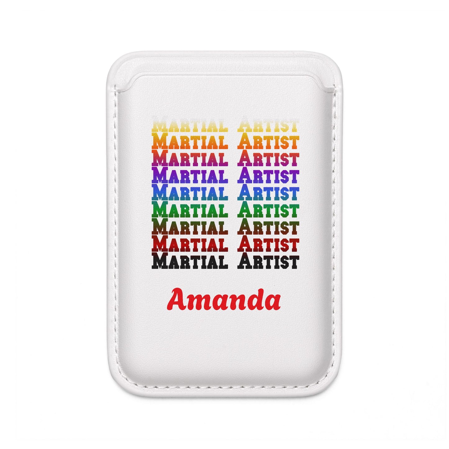 Personalized Vegan MagSafe Martial Artist Wallet — "Martial Artist" Rainbow Design