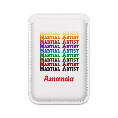 Personalized Vegan MagSafe Martial Artist Wallet — "Martial Artist" Rainbow Design