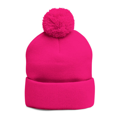 Gymnast Embroidered (Personalized) Pom-Pom Knit Beanie – Warm Cuffed Winter Hat for Gymnasts & Fans