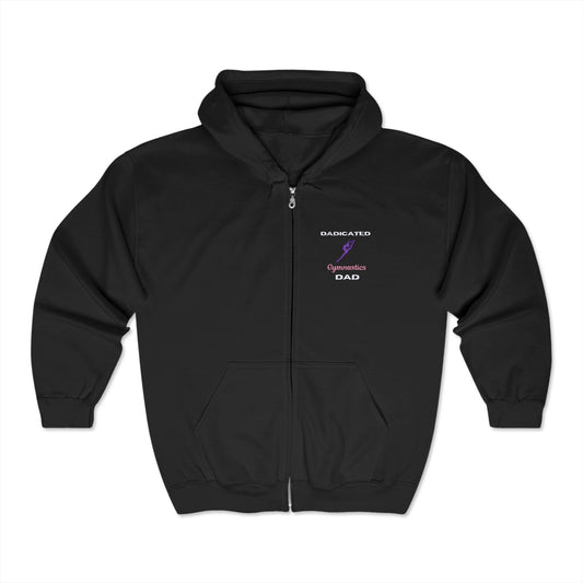 DADICATED Gymnastics Dad Unisex Heavy Blend™ Full Zip Hooded Sweatshirt