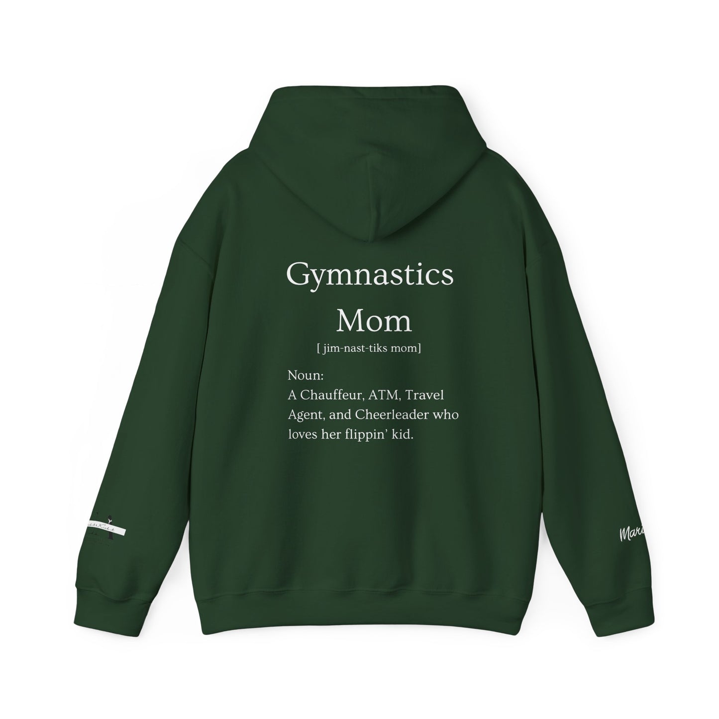 Gymnastics Mom Hoodie (Personalized Name on Sleeve)— Proud Supporter Sweatshirt