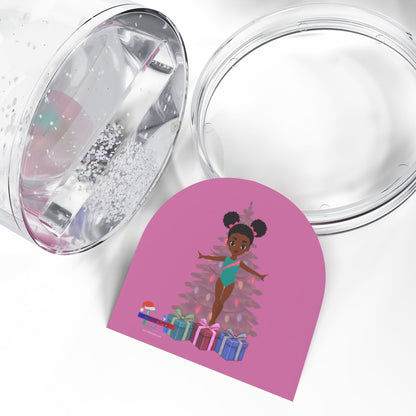 Gymnast Snow Globe – Pink Holiday Gymnastics Keepsake