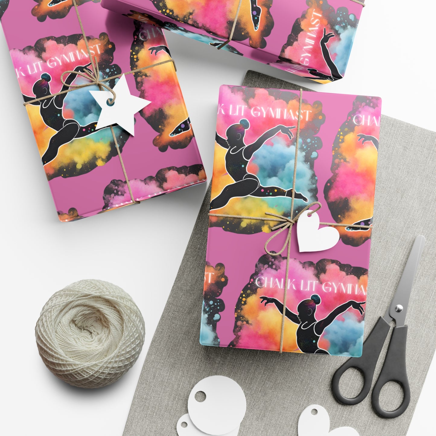 Chalk-Lit Gymnast Gift Wrap Papers