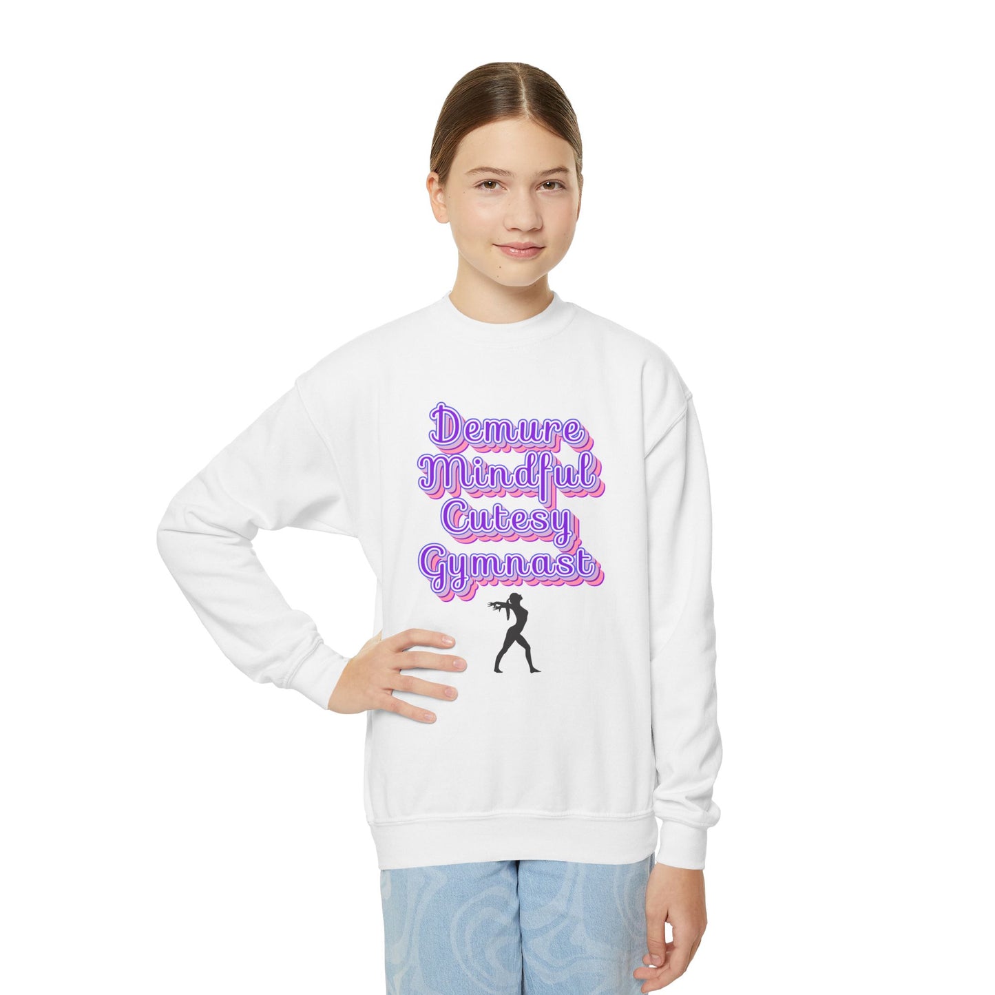 Demure Gymnast Youth Crewneck Sweatshirt