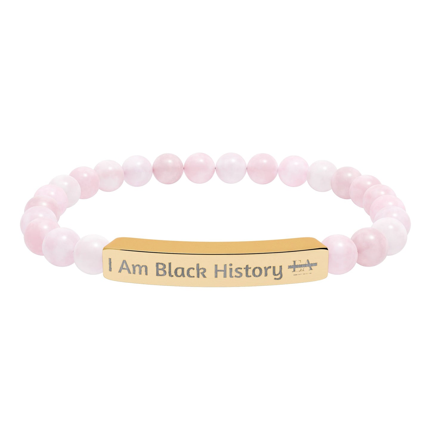Natural Stone Stretch Bracelet — Engraved "I Am Black History" Bar
