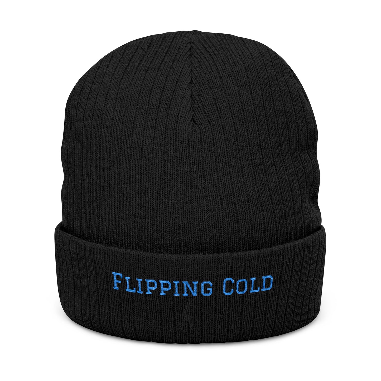 Flipping Cold Embroidered Gymnasts Beanie — Ribbed Knit Winter Hat