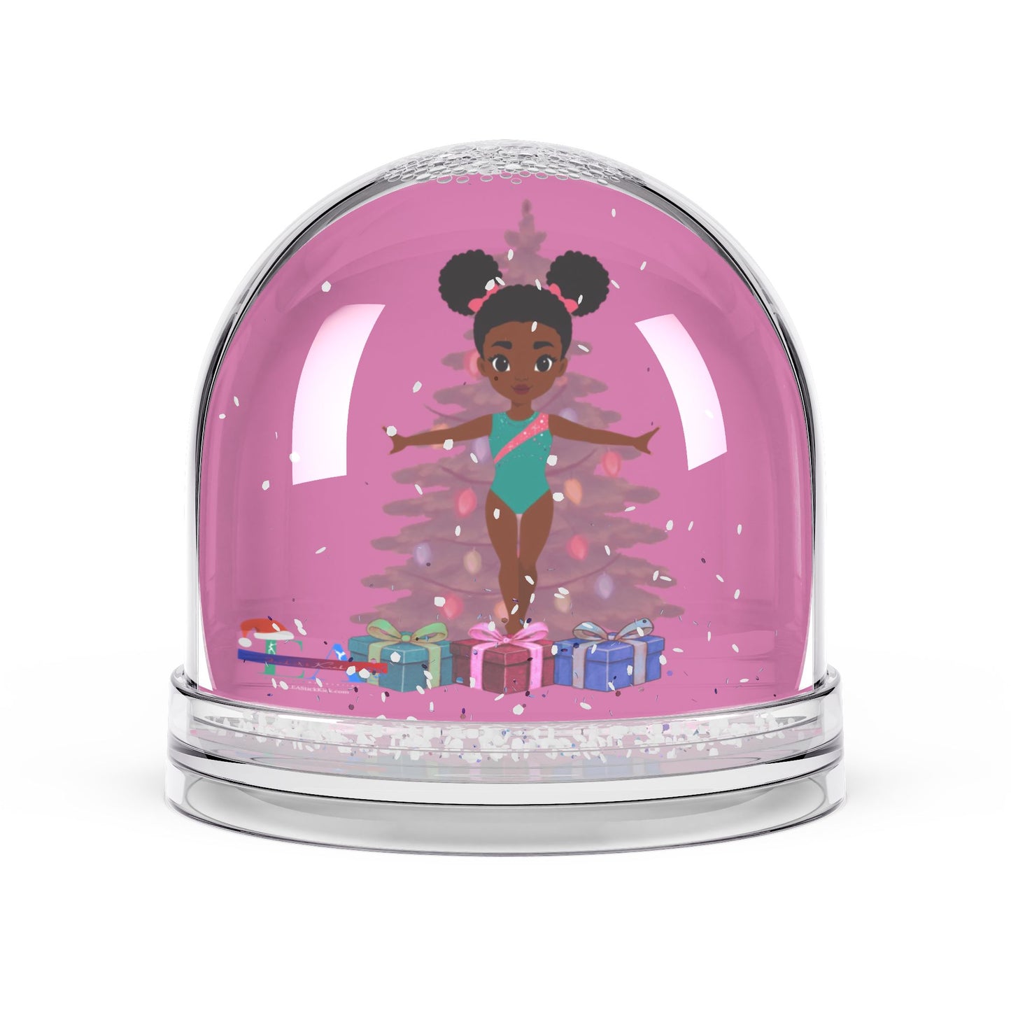 Gymnast Snow Globe – Pink Holiday Gymnastics Keepsake