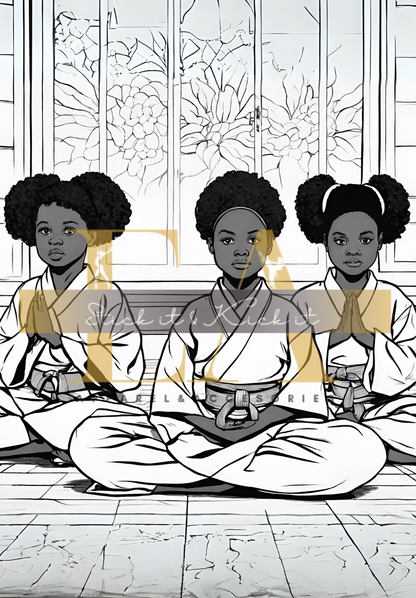 Martial Arts Girls: A Coloring and Activity Book ( Printable)