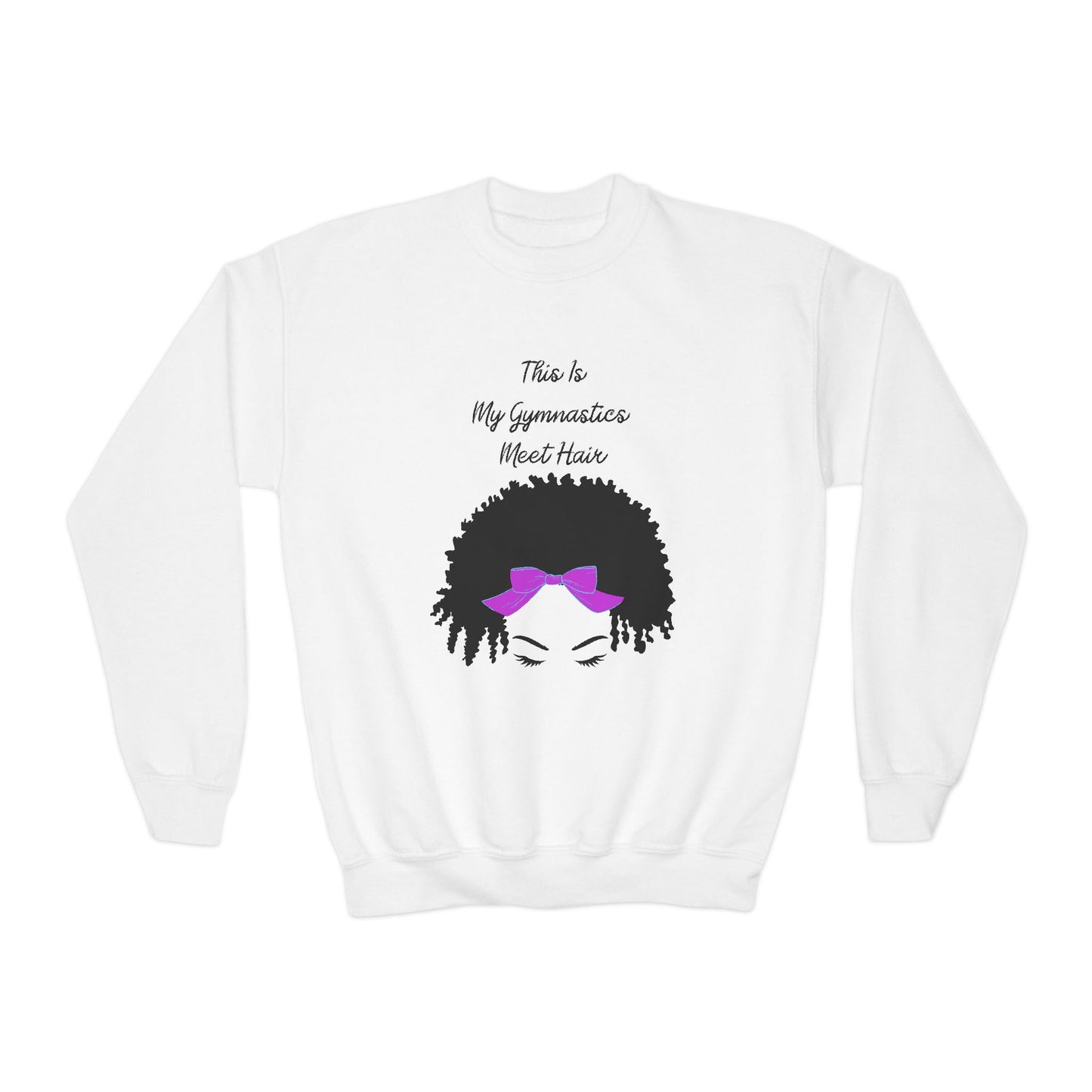 Youth Crewneck Sweatshirt - "This Is My Gymnastics Meet Hair" - Fun & Stylish Gym Gear