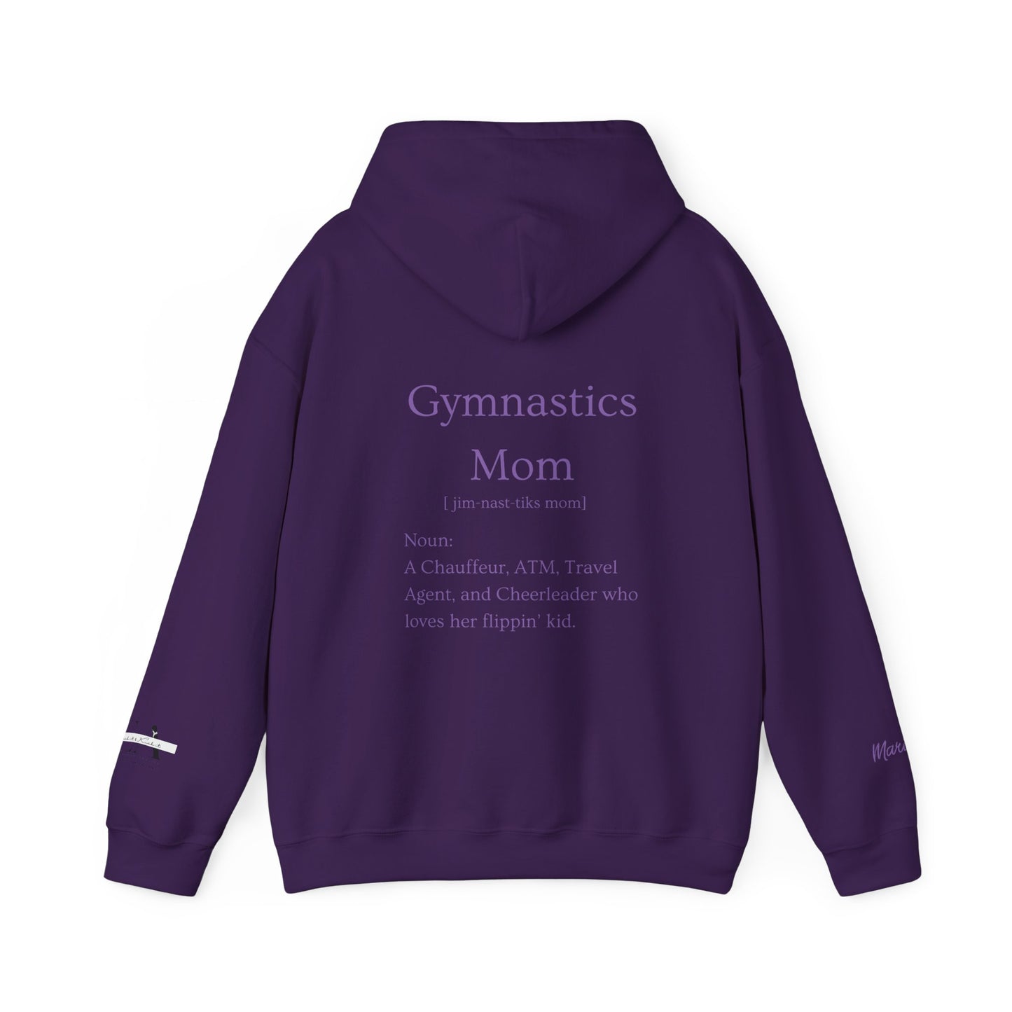 Gymnastics Mom Hoodie (Personalized Name on Sleeve)— Proud Supporter Sweatshirt