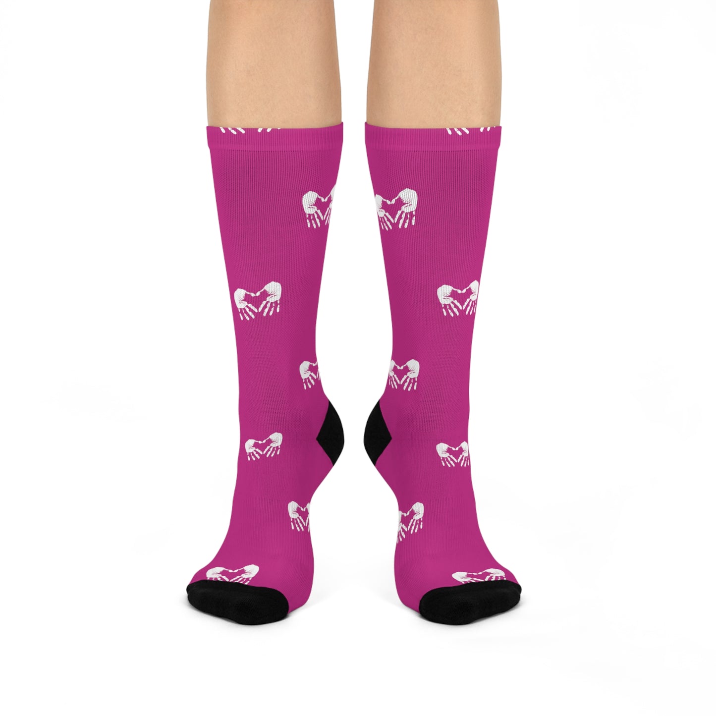 Gymnast Chalk Heart Cushioned Crew Socks (Think Pink)