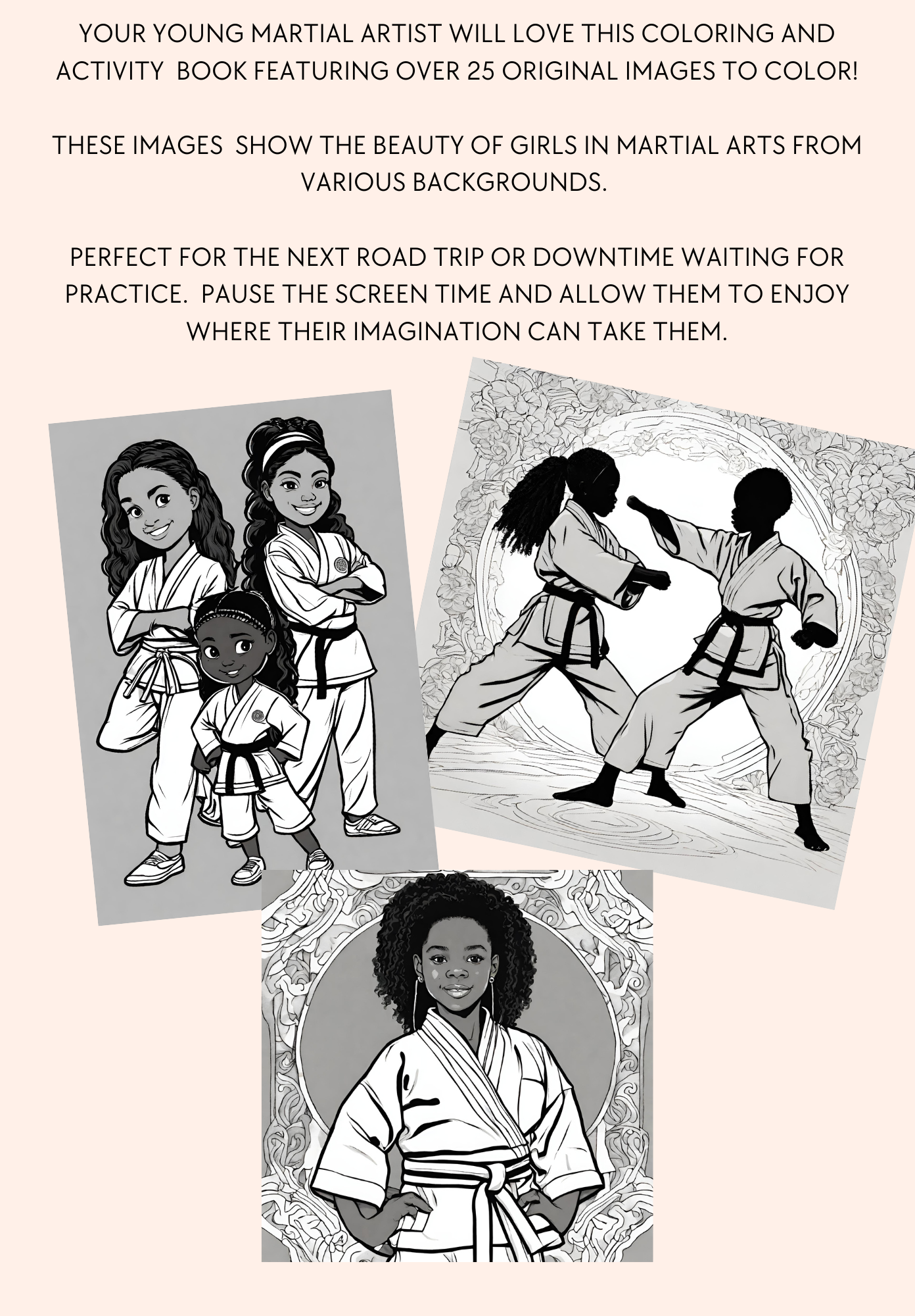 Martial Arts Girls: A Coloring and Activity Book ( Printable)