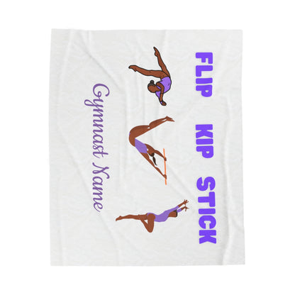 Gymnast Skills (Flip, Kip, Stick) Velveteen Plush Blanket