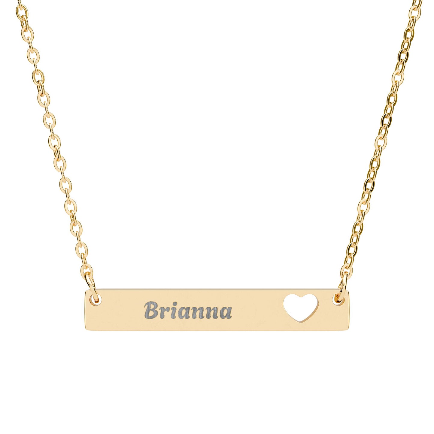 Personalized Engravable Cutout Heart Bar Necklace