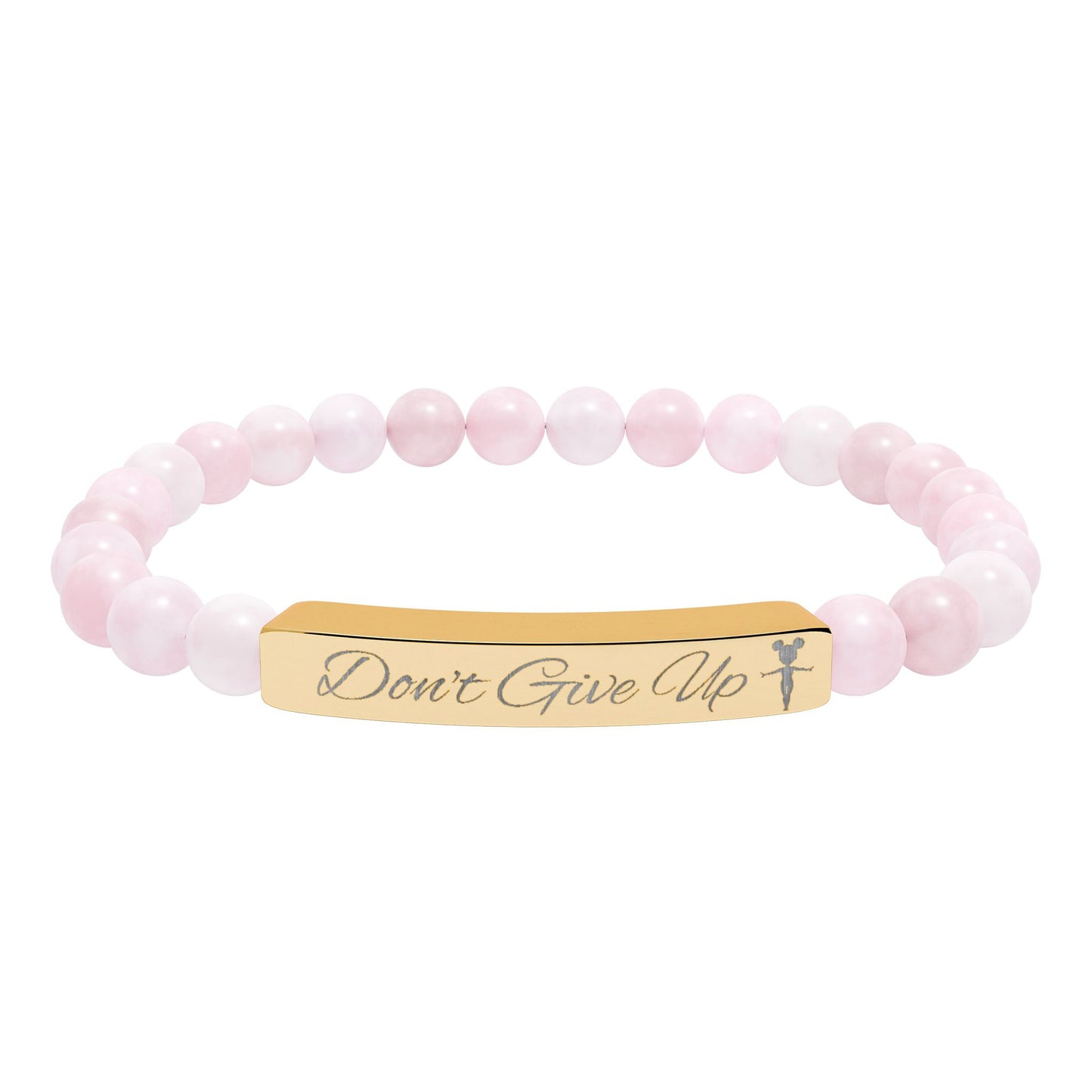 “Don’t Give Up” Gymnast Natural Stone Stretch Bar Bracelet (Engraving)