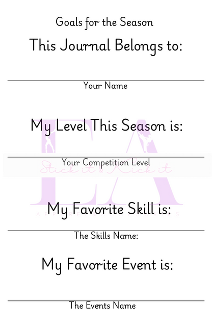 Gymnastics Season Goals Journal (Softcover Printed)