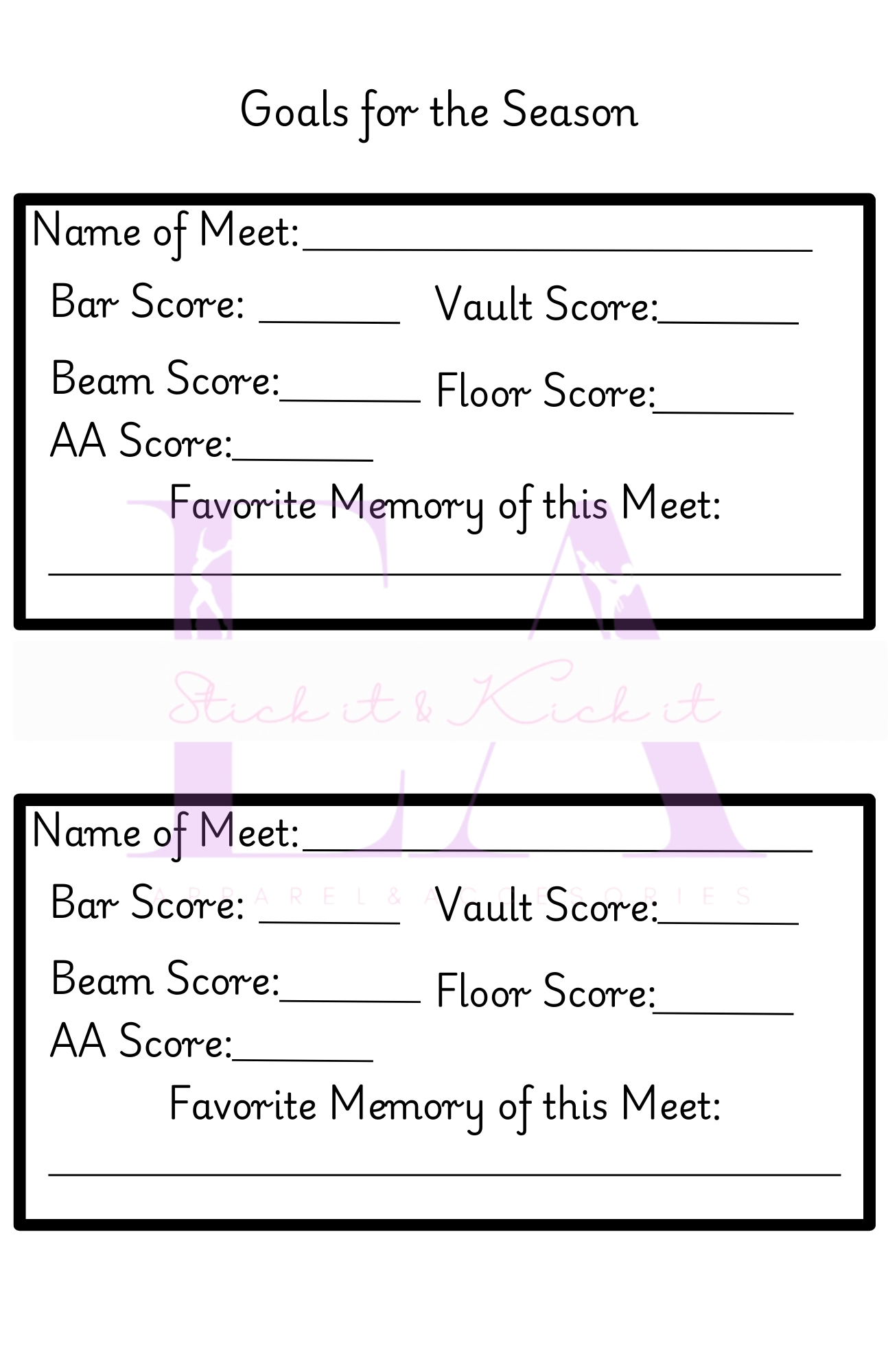 Gymnastics Season Goals Journal (Softcover Printed)