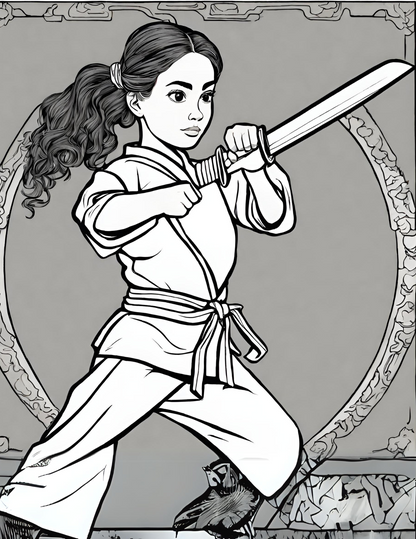 Martial Arts Girls Coloring Book