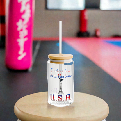 I Love Martial Arts (Paris Olympics Version) Sipper Glass, 16oz