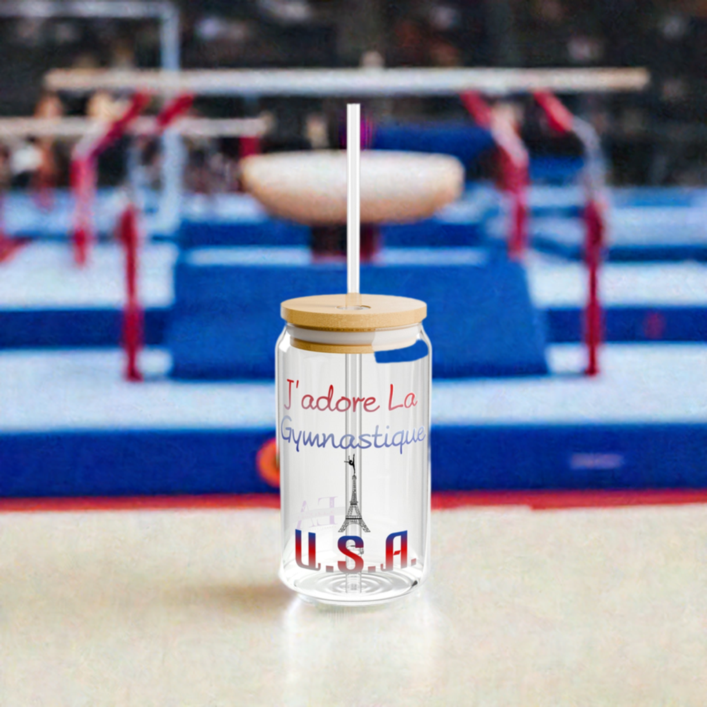 I Love Gymnastics (Paris Olympics Version) Sipper Glass, 16oz